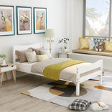 Twin Solid Wood Platform Bed With Headboard and Slats - Omega Lifestyles
