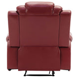 Wine Red Faux Leather Manual Recliner Chair With LED Strip - Omega Lifestyles