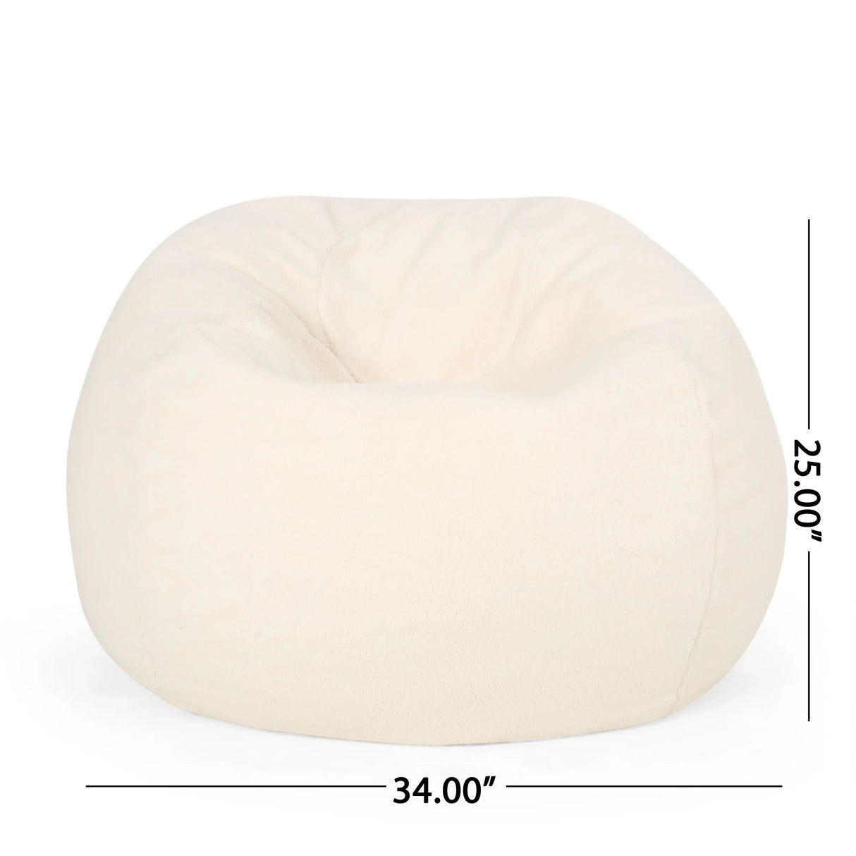 Cream Fabric Foam Filled Rounded Bean Bag Chair - Omega Lifestyles