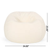 Cream Fabric Foam Filled Rounded Bean Bag Chair - Omega Lifestyles