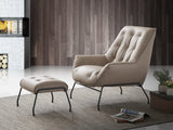 Khaki Top Grain Leather Accent Chair And Ottoman - Omega Lifestyles