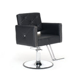 Black PU Leather Adjustable Height Barber Chair with Swivel - Omega Lifestyles