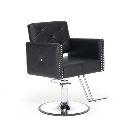 Black PU Leather Adjustable Height Barber Chair with Swivel - Omega Lifestyles