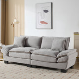 Light Grey Corduroy Upholstered Sofa Loveseat With Pillows