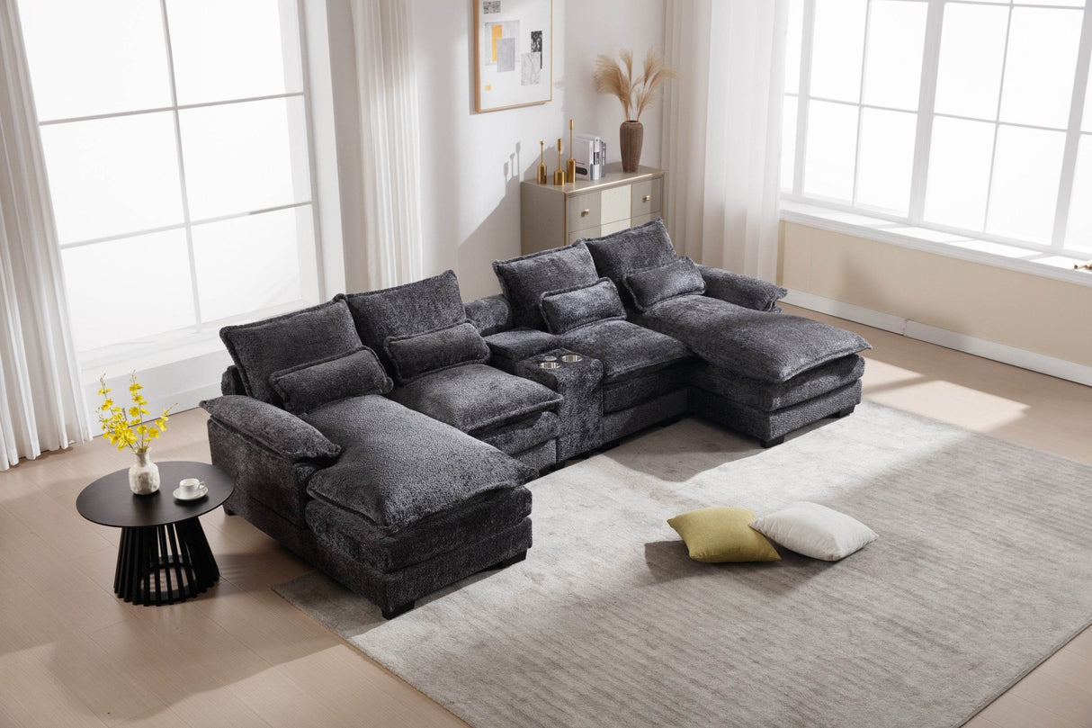 Modern U-Shaped 6-Seat Upholstered Sleeper Sofa - Omega Lifestyles