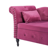 Velvet Upholstered Medium Firm Storage Chaise Lounge Bench - Omega Lifestyles