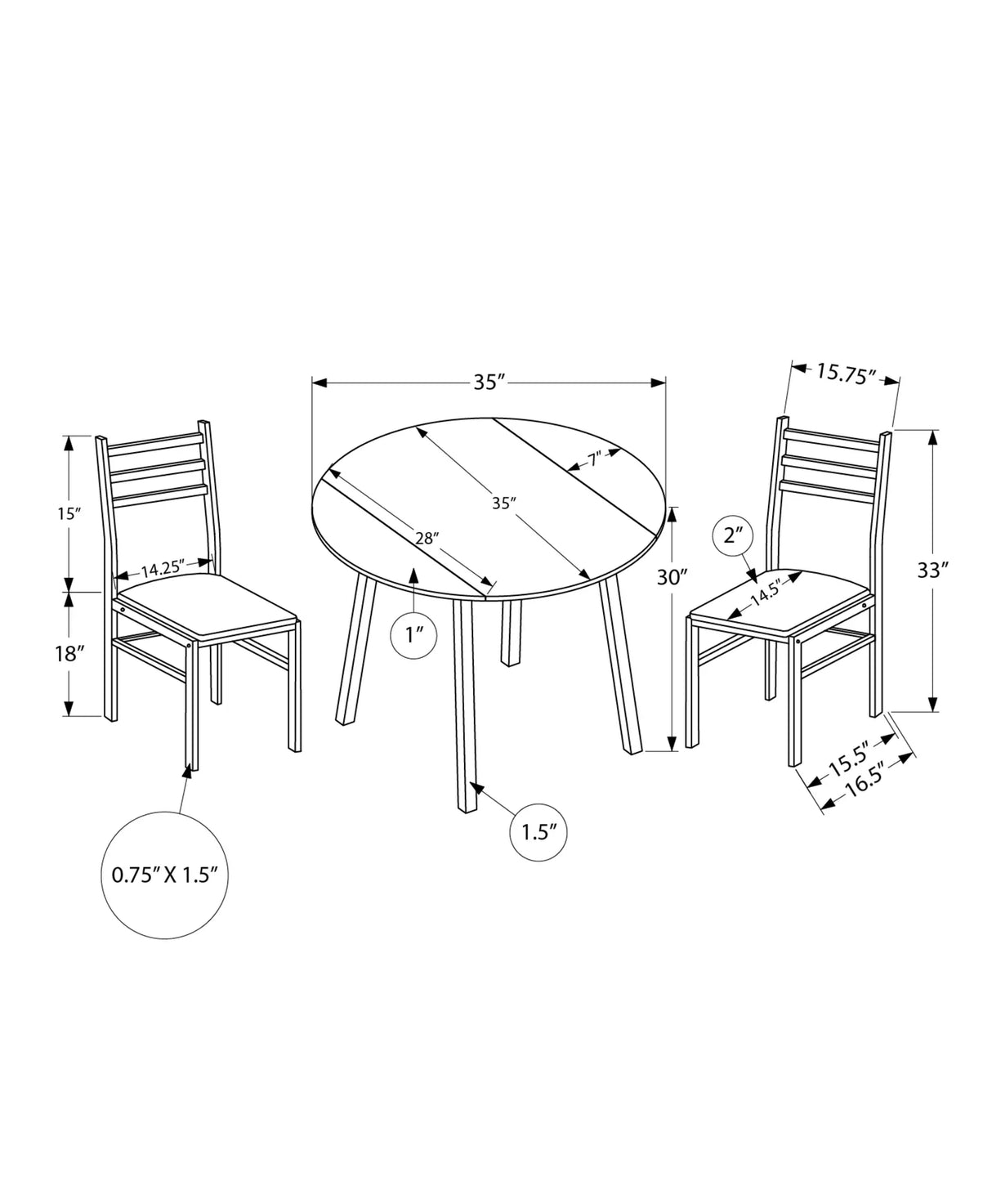 Contemporary 3-Piece White Laminate Dining Table Set - Omega Lifestyles