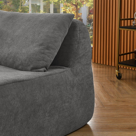 Chenille Medium-Soft Bean Bag Chair With Ottoman - Omega Lifestyles