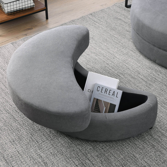 Modern Dark Grey Swivel Fabric Lounge Chair with Ottoman - Omega Lifestyles