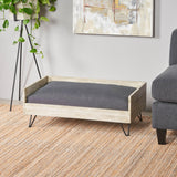 Mid-Century Modern Acacia Wood Dog Bed With Cushion - Sleep Galleria