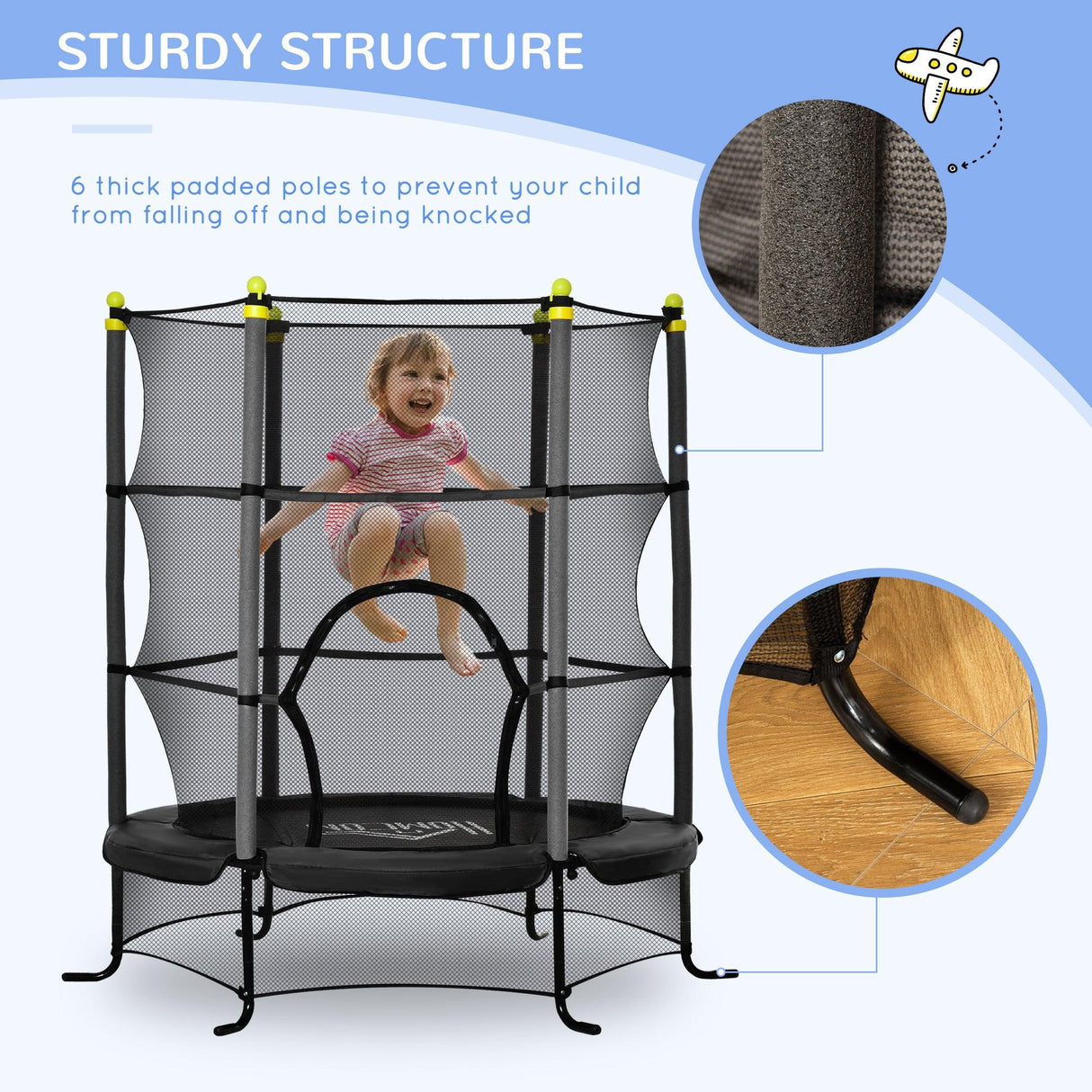 Kids Mini Spring-Free Safety Enclosure Indoor Trampoline - Omega Lifestyles