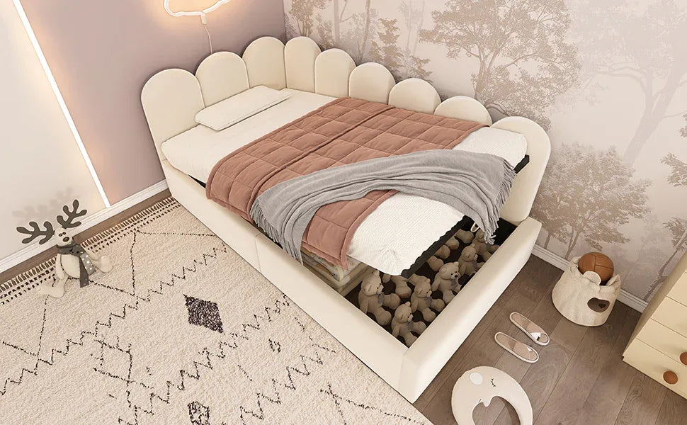 Twin Velvet Upholstered Daybed With Hydraulic Storage - Omega Lifestyles