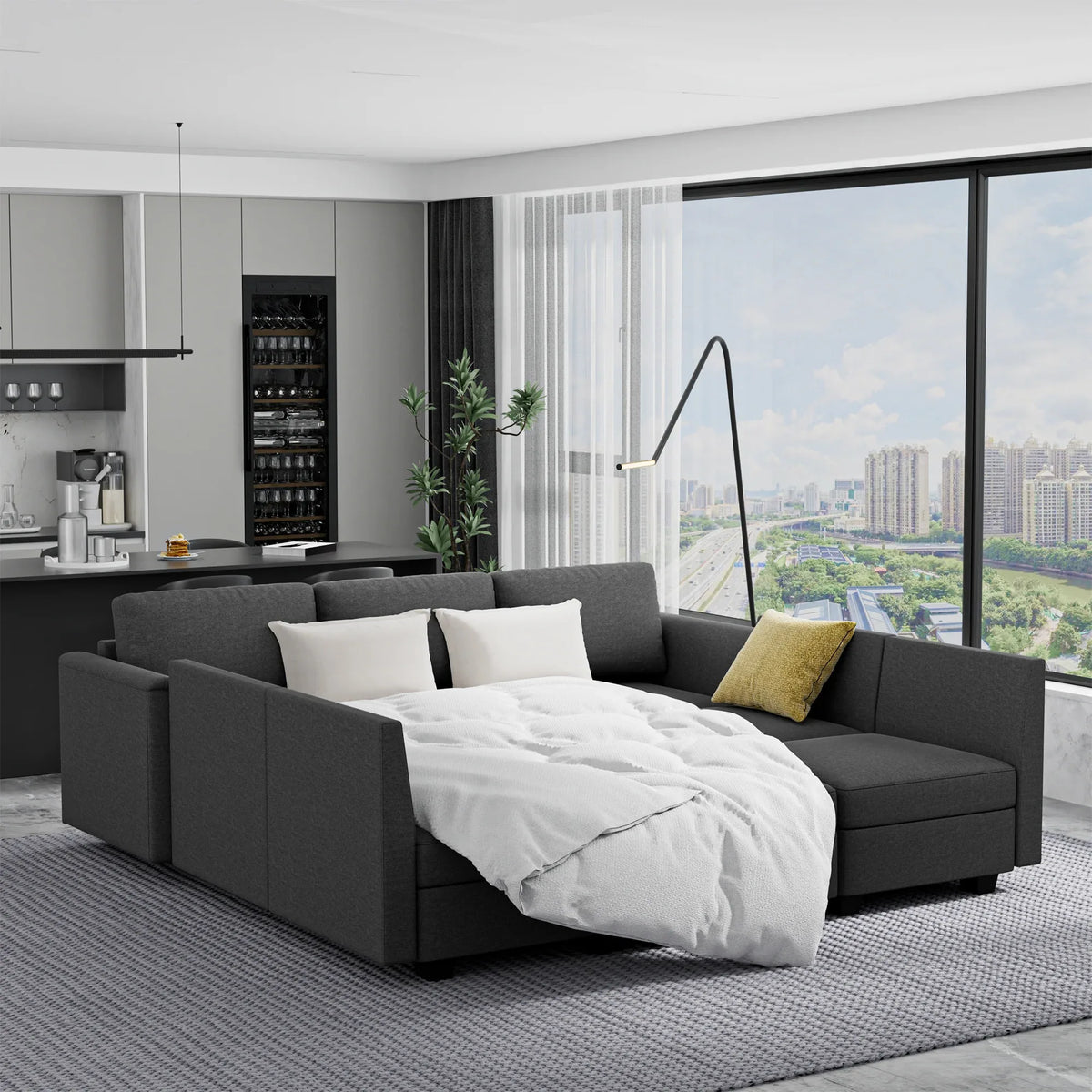 Modular 7-Seater U-Shaped Memory Foam Sectional Sofa - Omega Lifestyles