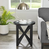 Modern Round Tempered Glass Wood Base Coffee Table - Omega Lifestyles