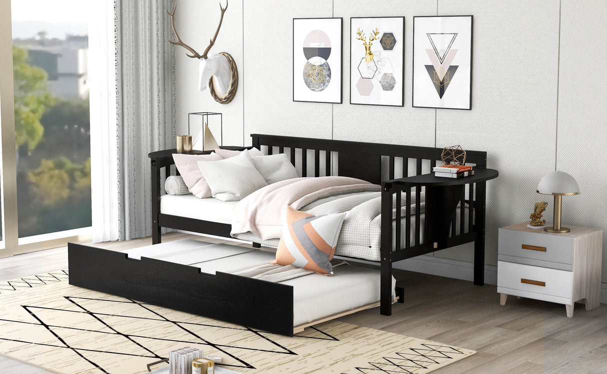 Twin Solid Wood Daybed With Trundle Espresso - Omega Lifestyles