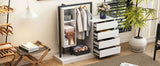 Wardrobe With Four Drawers Three Shelves MDF Metal - Omega Lifestyles