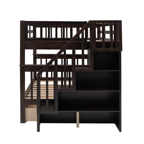 Full-Over-Full Solid Wood Stairway Bunk Bed With Storage - Omega Lifestyles
