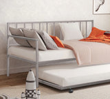 Twin Contemporary Silver Metal Daybed With Trundle Mattress Ready - Omega Lifestyles