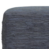 Dark Blue Genuine Buffalo Leather Square Pouf Seat - Omega Lifestyles