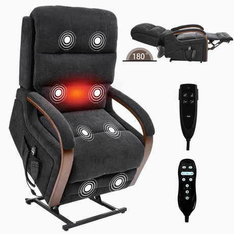Power Chenille Lift Recliner Chair With Massage Heat - Omega Lifestyles
