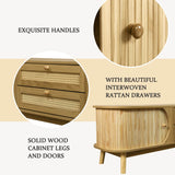 Rattan Solid Wood TV Stand With Storage Drawers - Sleep Galleria