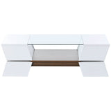Modernist 2-Tier White Glass Top Coffee Table - Sleep Galleria