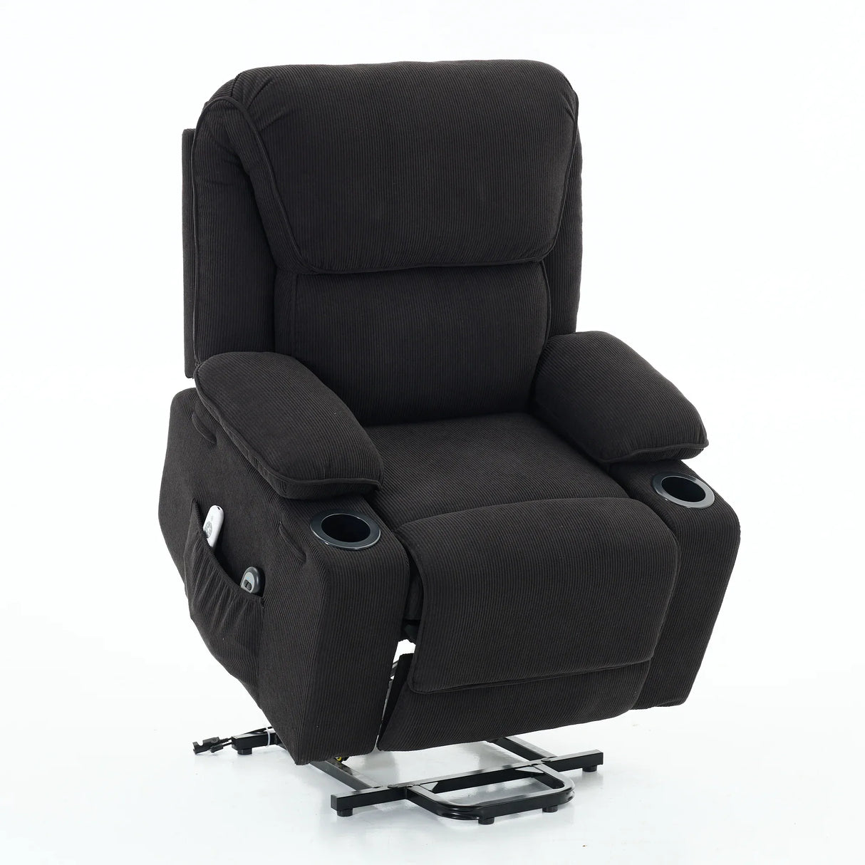 Medium-Firm Corduroy Remote-Controlled Heating Massage Recliner - Omega Lifestyles