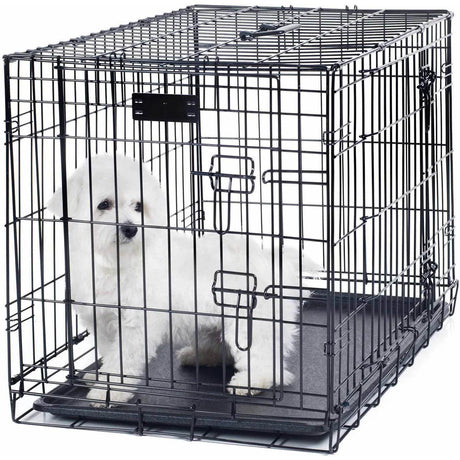 36-Inch Dog Crate - Double Door Pet Kennel with Divider Panel - Foldable Dog Cage with Carry Handle for Portability and Storage by  (Black)