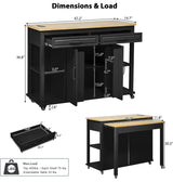 Extendable Rubber Wood Veneer Kitchen Island Cart - Omega Lifestyles
