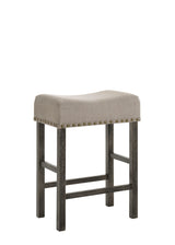 Set of 2 Tan Linen Gray Synthetic Wood Counter Height Stools - Omega Lifestyles