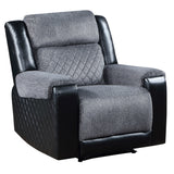 Two-Tone Gray Fabric Recliner Chair With Headrests