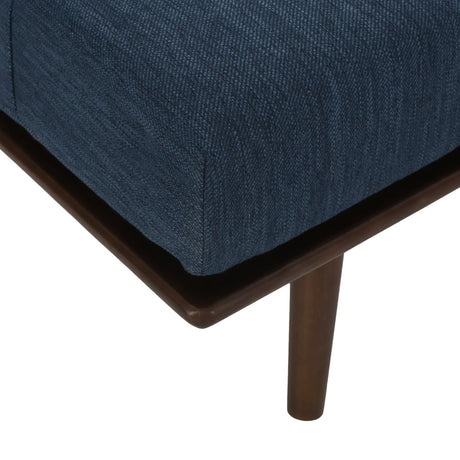 Mid-Century Button-Tufted Fabric Chaise Lounge With Bolster Pillow - Omega Lifestyles