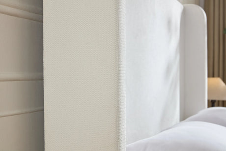 California King Upholstered Bed Frame With 54-Inch Chenille Headboard - Omega Lifestyles