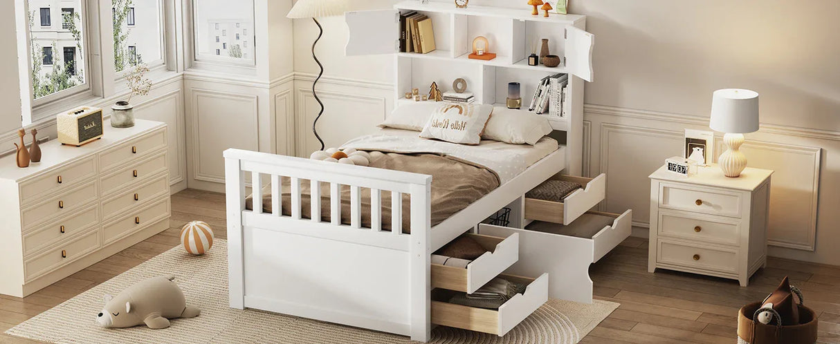 Twin Captain Platform Bed Frame With Storage Drawers - Omega Lifestyles