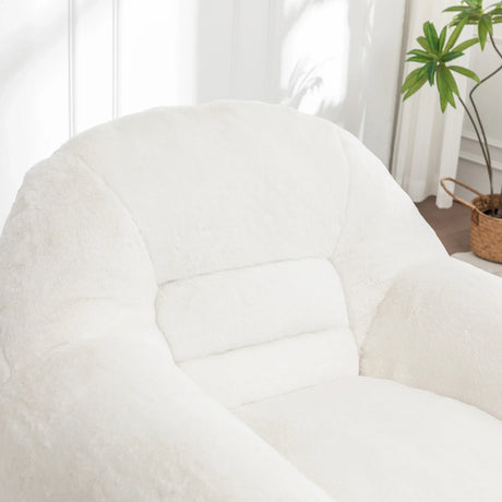 Faux Fur High Density Foam Bean Bag Chair With Footstool - Omega Lifestyles