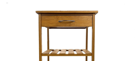Contemporary Bamboo Trolley With 3-Tier Shelves And Drawer - Omega Lifestyles
