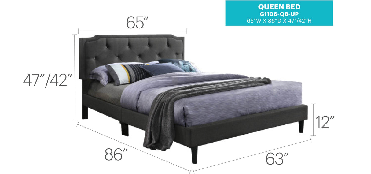 Queen Fabric Upholstered Foam Filled Bed Frame - Omega Lifestyles
