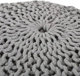 Knitted Cotton Round 20-Inch Grey Pouf - Omega Lifestyles
