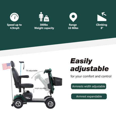 Outdoor Compact Emerald Mobility Scooter With USB Charger Port - Omega Lifestyles