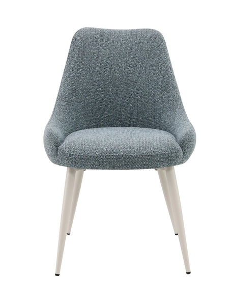 Set of 2 Light Blue Boucle Plush Padded Side Chairs - Omega Lifestyles