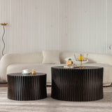 2-Piece Vintage Solid Wood Round Coffee Table Set - Sleep Galleria
