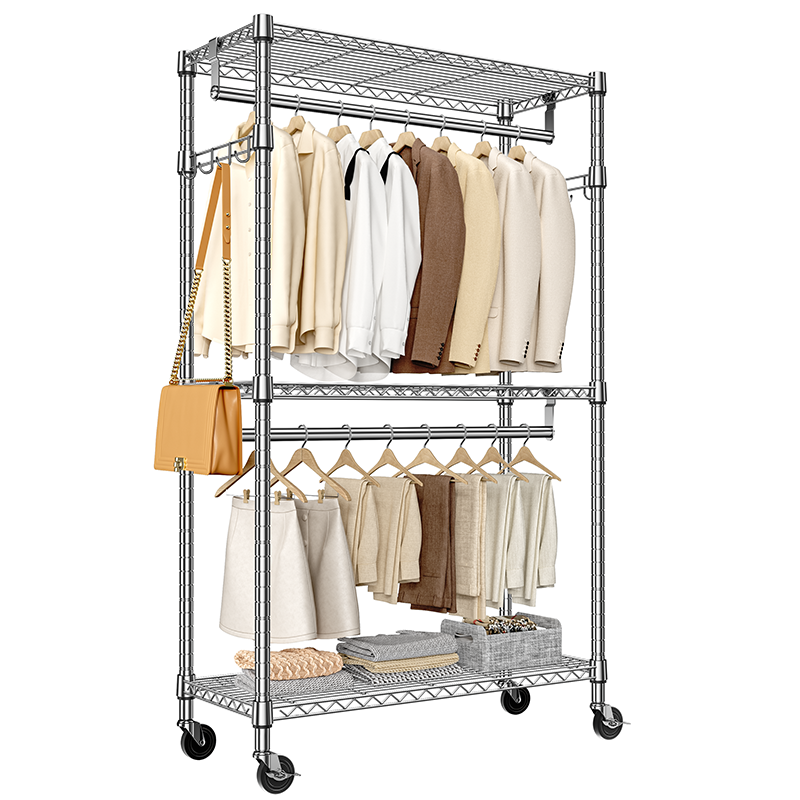 Heavy Duty Adjustable Carbon Steel Rolling Garment Rack