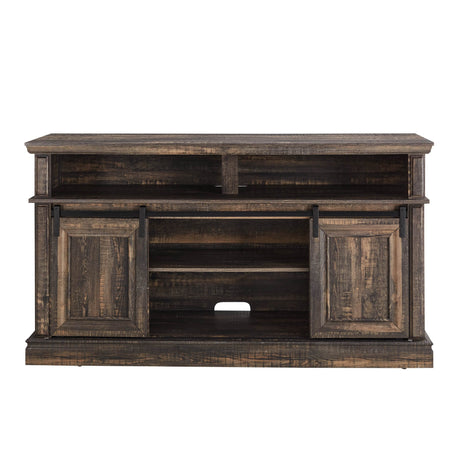 Mid Century Antique Brown MDF Media Console Table - Sleep Galleria