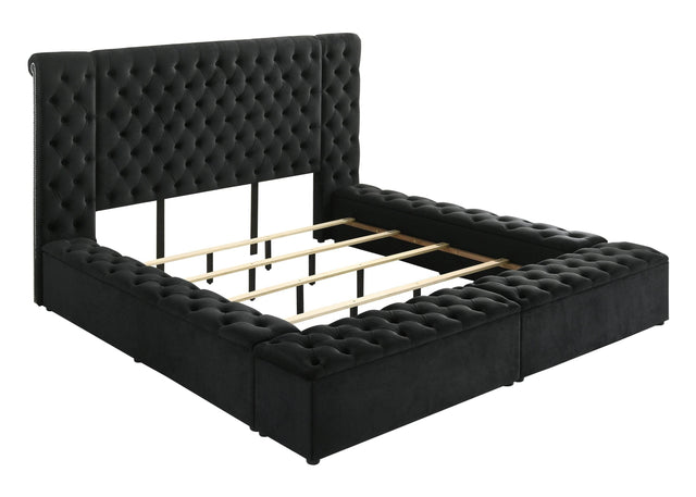 Queen Velvet Tufted Upholstered Bed Frame With Storage - Omega Lifestyles