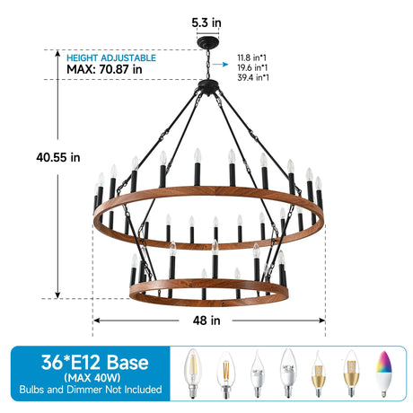 Large 36-Light Wagon Wheel Farmhouse Chandelier - Omega Lifestyles