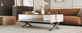 Rectangular Mirrored Coffee Table With Metal Base Storage - Omega Lifestyles
