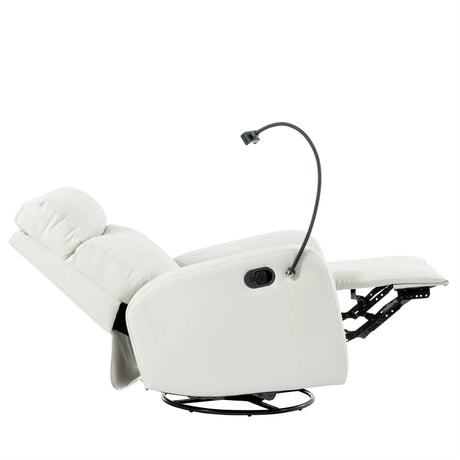 Modern Light Gray PU Rocking Recliner Chair With Footrest - Omega Lifestyles