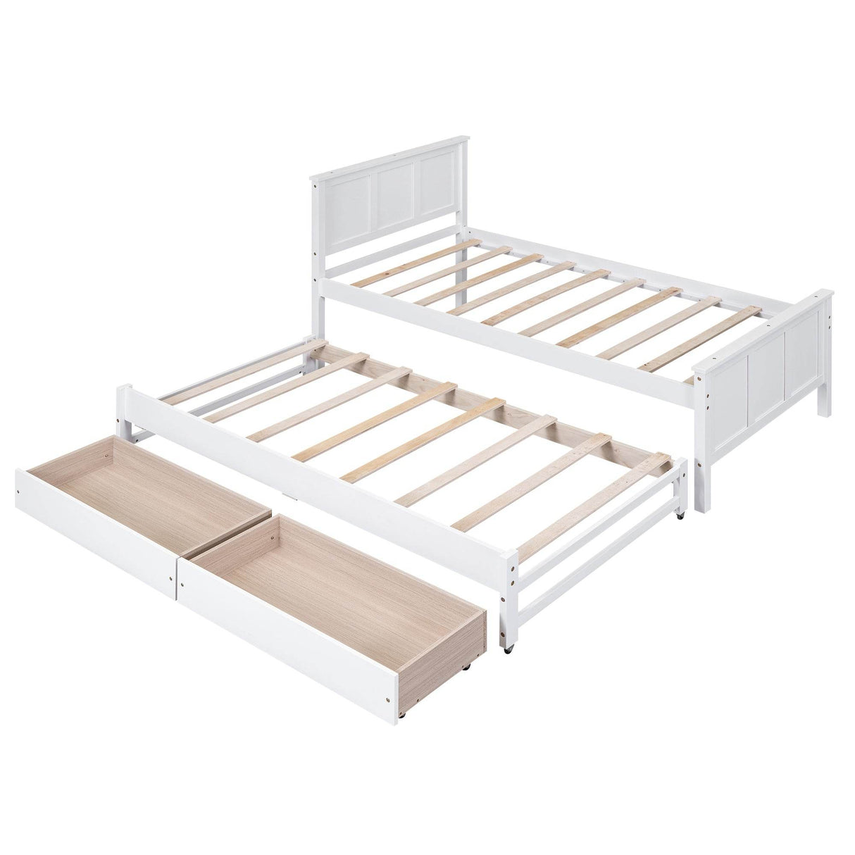 Twin Platform Bed With Trundle And Storage Drawers - Omega Lifestyles