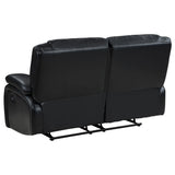 Black Upholstered Manual Reclining Loveseat With Pillow Arms - Omega Lifestyles