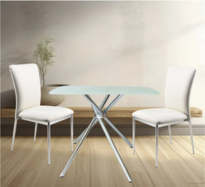 Set Of 3 Contemporary Soft White Faux Leather Dining Set - Omega Lifestyles